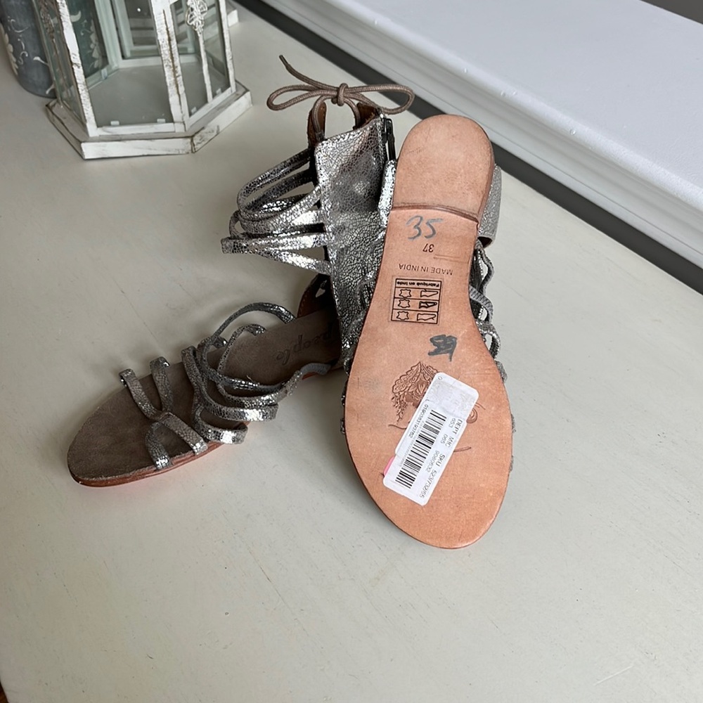 Free People Juliette Silver Gladiator Sandals - 37 euro/ 6.5 US - like new!